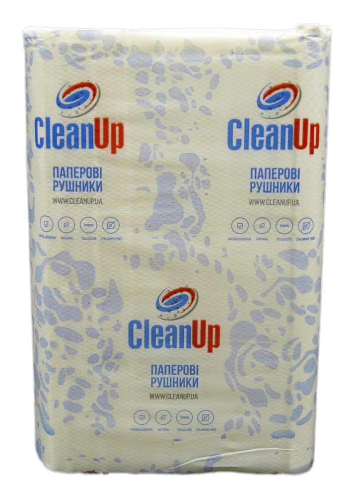 Clean Up Рушники паперові в аркушах N складання 22,0см (±0,5 см)х 23,0 см(±0,5 см) 200арк. одношарові 24 г/м2